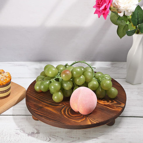 4 Pack 12/10/8/6 Inch Sintuff Mini Wooden Plant Stool Display Wood Cake Stand Round Plant Risers Holder for Flower Pot