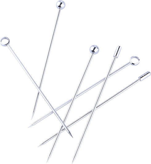 I-MART 15 Pack Stainless Steel Cocktail Picks, Reusable Metal Skewers for Drinks, Appetizers, Bloody Mary, Olives, 4.25