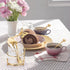 ELLDOO Coffee Spoon Set with 8 Gold Leaf Stainless Steel Spoons and Clear Glass Holder for Mixing