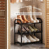 AUGOHCMIL 3-Tier Closet, Expandable Shoe Rack, Metal Shoe Storage Shelf, Adjustable Shoes Organizer for Entryway