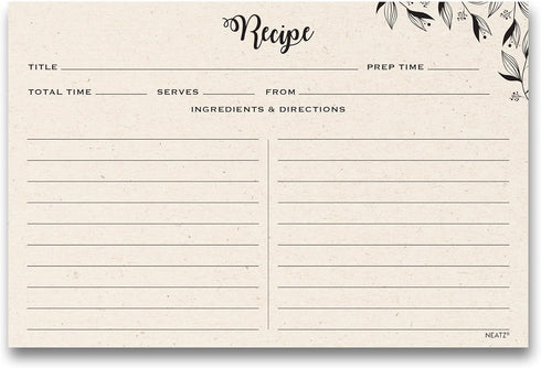 Spacious Recipe Cards 4x6” - 50 Count, Double-Sided Thick Card Stock for Recipe Box and Binder