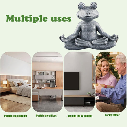 Zen yoga frog meditation frog miniature statue slimming frog fitness frog garden statue frog decoration for lawn & garden decoration (premium gray)