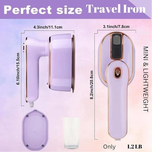 Travel Steamer Iron for Clothes, 1000W Handheld Portable Steamer for Dry and Wet Ironing (Purple)