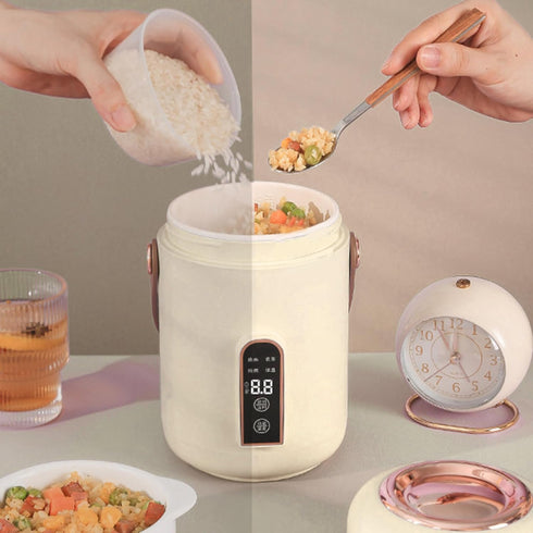 Portable Electric Stewpot, Mini Rice Cooker for Soup and Porridge, Efficient Heating for Home Kitchen Office (Beige)