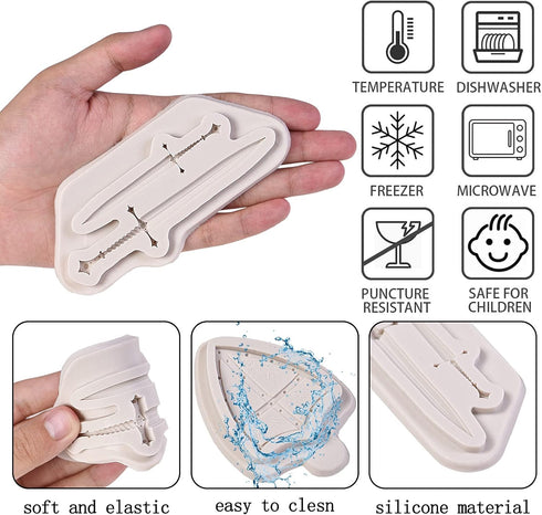 Dragon Silicone Fondant Molds, 3 PACK Swords Shield Battle Mold for Cake Decorating, Cupcakes, Chocolate