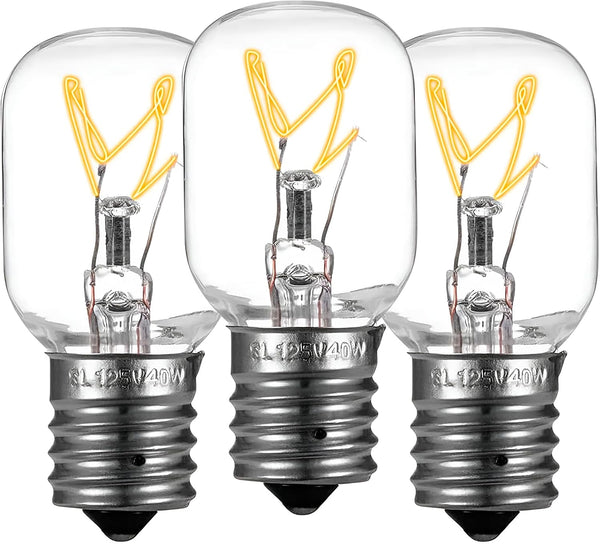 UP2WIN Light Bulb Compatible with Whirlpool 8206232A, 40w 125v Microwave Oven Light, E17 Base, 3 Pack