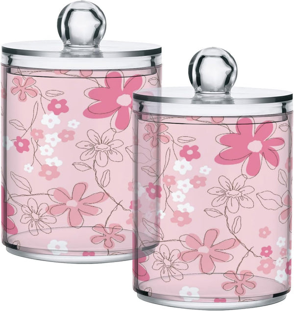Kigai Watermelon 2PC Airtight Transparent Plastic Storage Jar for Food, Herbs, Tea, Easy to Use with Storage Lid