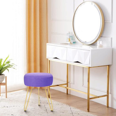 GERANT Multifunctional Vanity Stool - Velvet Footrest Stool-Upholstered Chair Stool -Ottoman Round Modern Dressing