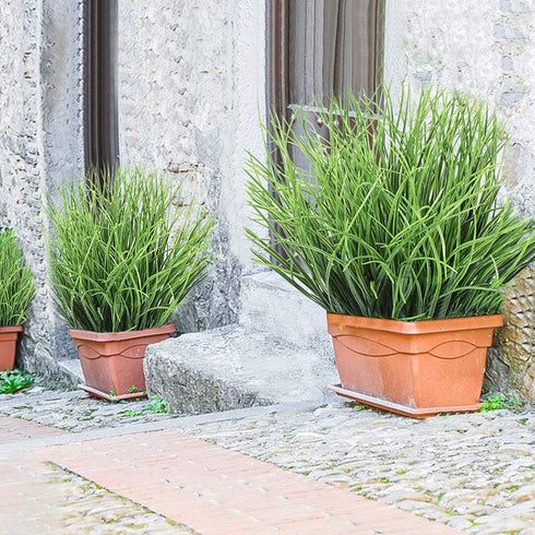 SLanC 8 Bundles Artificial Grass Plants Fake Bushes, UV Resistant Faux Grass Greenery for Outdoor