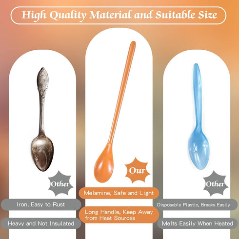 8 Pcs Iced Tea Spoons, Long Plastic Ice Handle Spoons, Colorful Teaspoons for Mixing Ice Cream, Honey, Cocktail