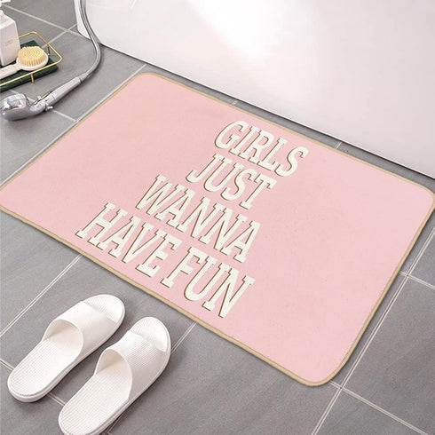 Pink Welcome Mat Bath Mats for Teen Girls, Front Door Mat for Home Kitchen Bathroom, 30 x 16 Inch
