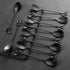 AnSaw Elegant Black Leaf Coffee Spoons, 10-Piece Mini Stainless Steel Espresso & Dessert Spoons