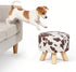 Asense Small Round Ottoman Foot Rest Stool Linen Padded Seat Footstool Ottoman with Anti-Slip Wooden Legs (Cow