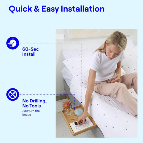 BedShelfie Bedside Shelf for Bunk Bed & Top Bunk, Floating Nightstand Tray for College Dorm Room