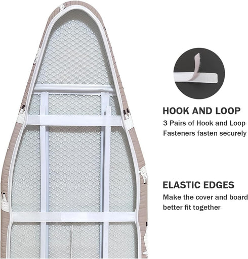 Ironing Board Cover and Pad Standard Size 15" x 54", Cotton Cover with Scorch Resistant Thick Padding (Alpaca)