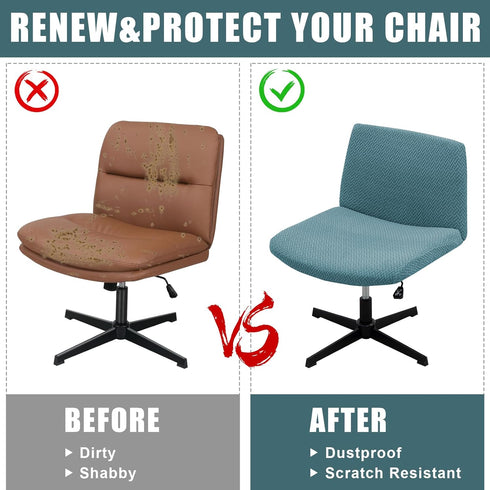 Armless LiveGo Chair Covers, Elastic Criss Cross Chair Cover, Perfect for Vanity/Mid Back Wide Seat Accent/Office Desk