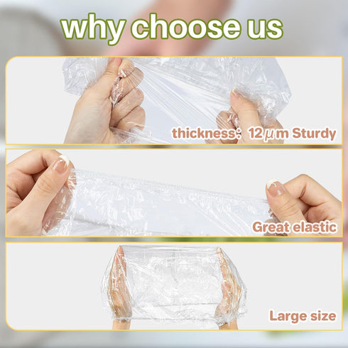 Sukh 100PCS Reusable Bowl Covers, Thickened Plastic Elastic Food Covers for Outdoor Party Supplies, Fresh Keeping Bags