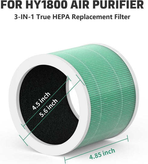 HY1800 True H13 HEPA Replacement Filter for Loytio/Honeyuan/AYAFATO/IOIOW HY1800 Air Cleaner