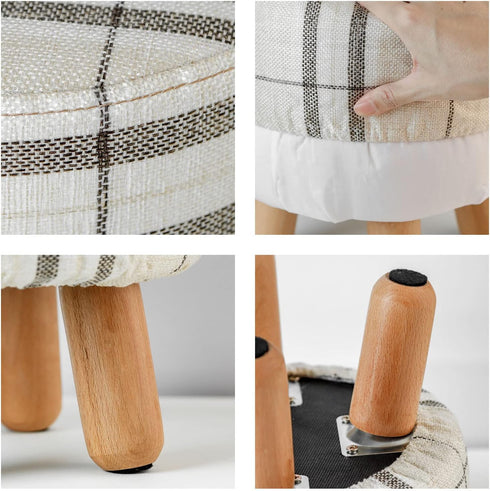 H&B Luxuries Round Padded Ottoman Stool | Versatile Foot Rest & Extra Seating