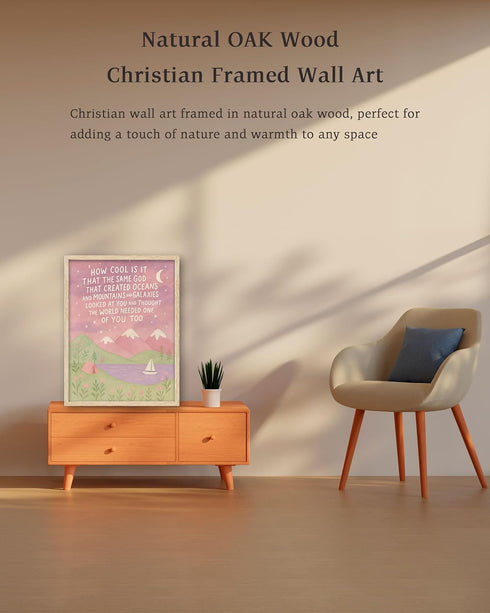Art,12x16in Set 1 KensTro Natural OAK Wood Same God Creation Framed Wall Inspirational Christian Bible Canvas