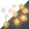 6 ft 10 LED Metal Rattan Style Star String Fairy Lights Garland, Battery Operated, Wedding Holiday Christmas Tree, Warm