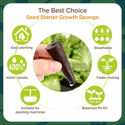 150 Pack Grow Sponges for Hydroponics, Replacement Root Growth Sponges Compatible with AeroGarden, Seed Starter Pods