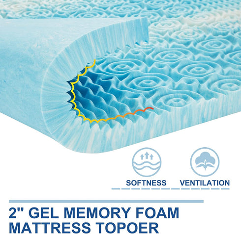 SINWEEK 2 Inch Twin XL Memory Foam Mattress Topper, Pressure Relieve CertiPUR-US Certified, 39x80 Inches, Blue