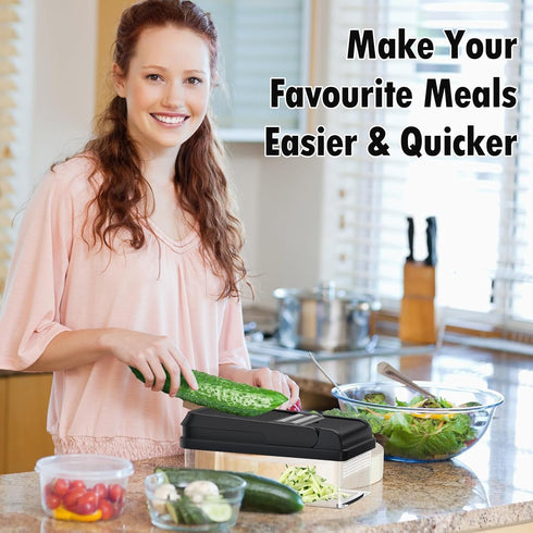 SpaceHacks 12-in-1 7 Vegetable Chopper, Kitchen Gadgets with Blades, Veggie, Food, Onion Chopper, Cucumber Slicer