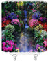 Nature Garden Shower Curtain with Colorful Floral Tropical Plant Jungle Rainforest Design, Hooks Included