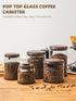 Glass Coffee Jar for Coffee Bar, 900 ml Pop Top Airtight Container with CO2 Valve, 30 Oz Coffee Storage Canister, Brown