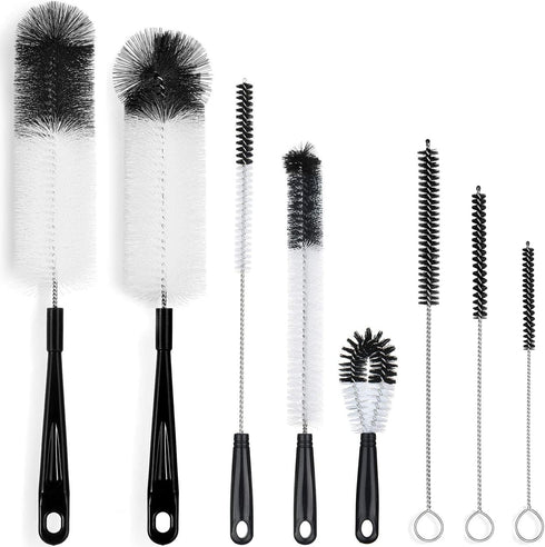 ALINK 8-Pack Bottle Cleaning Brush Set, Long Handle Black Cleaner for Washing Narrow Wine/Beer Bottles, Thermos, Flask,
