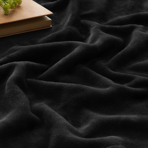 BEDELITE Fleece Blankets Queen Size, Luxury Plush Cozy Fuzzy Black Blanket 90x90 Inches, Super Soft Warm Lightweight