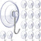 Suction Cup Hooks 15 Pack, 1.77 Inches Clear Suction Cup Hooks for Glass Window Decor, Shower Bathroom, Reusable PVC