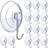 Suction Cup Hooks 15 Pack, 1.77 Inches Clear Suction Cup Hooks for Glass Window Decor, Shower Bathroom, Reusable PVC