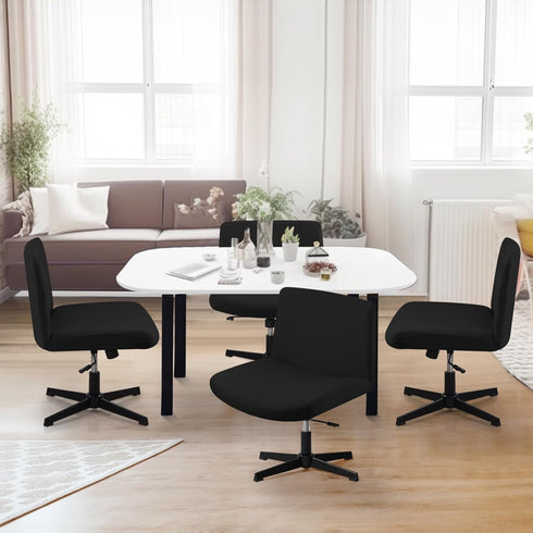Armless Chair Slipcover - Waterproof Criss Cross Stretchable Cover for Mid Back Accent Chair (Black)