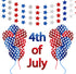 Frienda 44.3 ft Red Blue White Star Streamers, Patriotic 4th of July Decorations, 3 Pack Star Garland