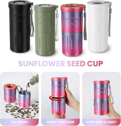 FIYEMNI 3D Sunflower Seed Spit Cup, with Seed Storage & Shell Disposal. Printed Portable Pistachios Snack Nut Bowl Cup