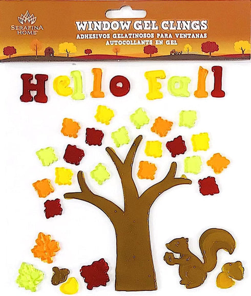 Fall Gel Cling Stickers for Windows and Mirrors, 6 Sheets of Reusable Seasonal Designs