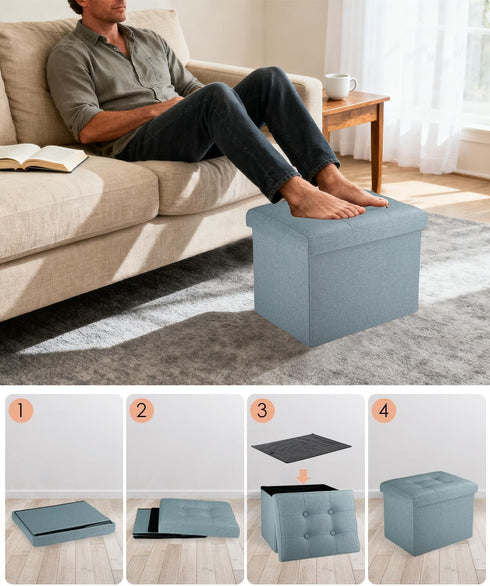 17 13 13 Ottoman Storage Ottoman Foot Rest Stool Foldable Bench with Storage Student Dormitory Bedroom and Entryway X X
