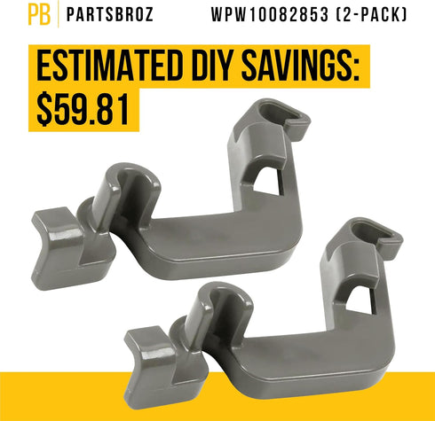 PartsBroz WPW10082853 Tine Pivot (2-Pack) - Compatible with Whirlpool KitchenAid Kenmore Dishwasher Replacement Parts