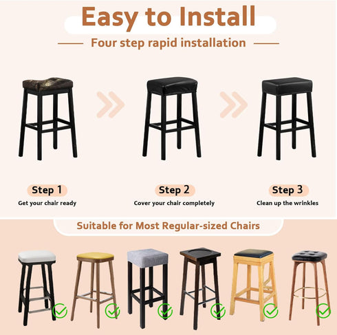 Lufyzora 100% 20% Counter (4 PU Leather Bar Stool Covers Rectangular, Waterproof Stool Covers Rectangle Super Stretch