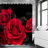 LIVILAN Red Shower Curtain for Bathroom, Black and Red Rose Shower Curtain with Hooks, 72" W x 84" H
