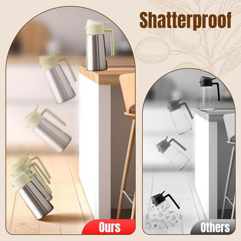 2 1 PARACITY Oil Dispenser Bottle with Stainless Steel Shell & Ceramic Sprayed Interior, in Olive Oil Sprayer