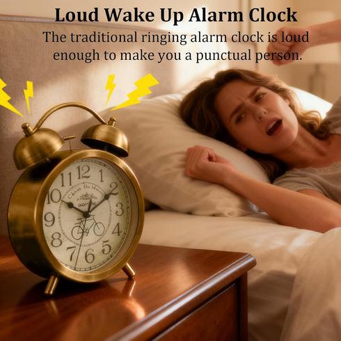 6-Inch Maxspace Twin Bell Alarm Clock, Dual Alarm Clock Loud for Heavy Sleepers, Small Desk Clock for Bedside Table