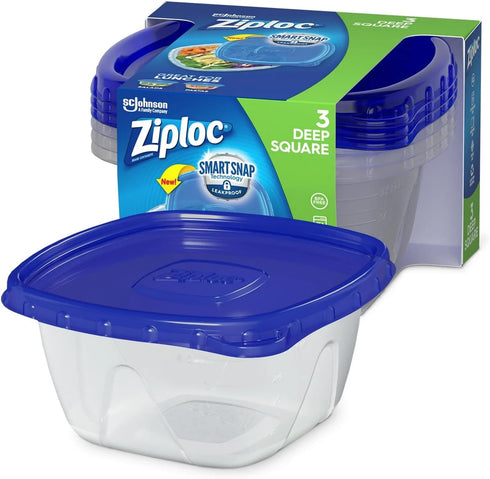 Food Storage Container, 5-Cup Square, 3-Ct
