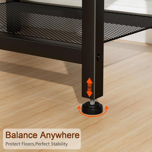 HETS010BR-1 LOAKEKEL Night Stand with Charging Station, Small Bedside Table with Fabric Drawer, Nightstand with USB