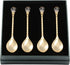 Matashi 24K Gold Plated Crystal Topped Dessert Spoon Set of 4 for Dinner Party, Corporate Gifts, Dining Decor