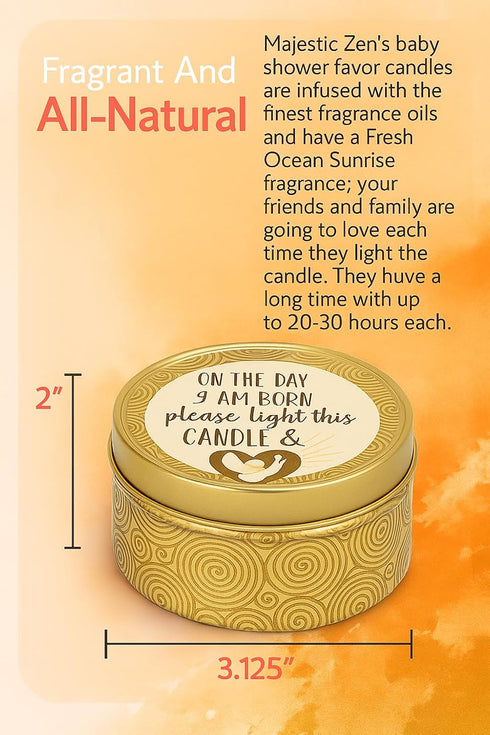 Set |9-Pack 40 Majestic Zen Baby Shower Candle Favors Gift Neutral Scented Soy Wax Candles with Fresh Baby Powder |Long