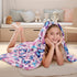 JOPJOLIW 30" 50", Butterfly Hooded Towel for Kids, Blue Pink Butterfly Poncho Blanket for Toddlers x Soft Flannel