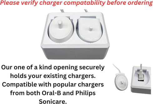BrushHub 2 OralB Countertop Slot Family Electric Toothbrush Charger Holder and Bathroom Organizer, for Select